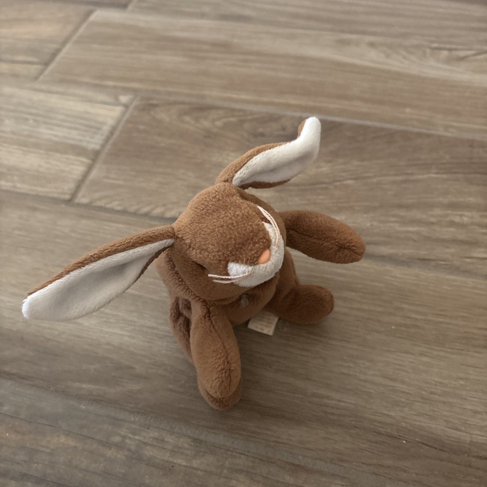 Ty Beanie Baby Ears the Bunny DOB April 18, 1995 Brown Rabbit Plush‎ Stuffed Toy